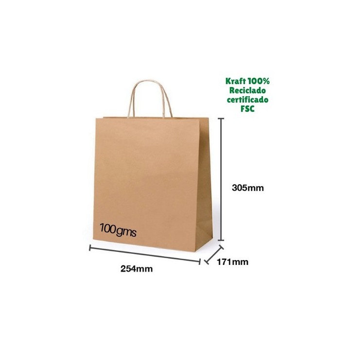 BOLSA DE PAPEL KRAFT BISTRO ASA RETORCIDA SIN IMPRESION