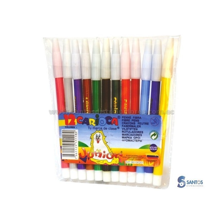 Marcadores escolar de 12 colores punta fina