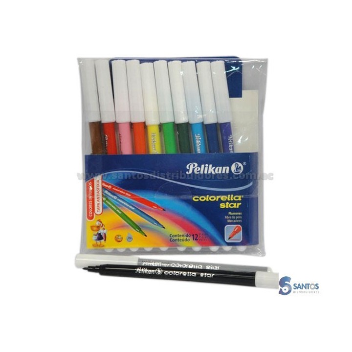 Marcadores escolar de 12 colores punta fina