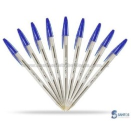 Esferográfico azul punta gruesa cristal