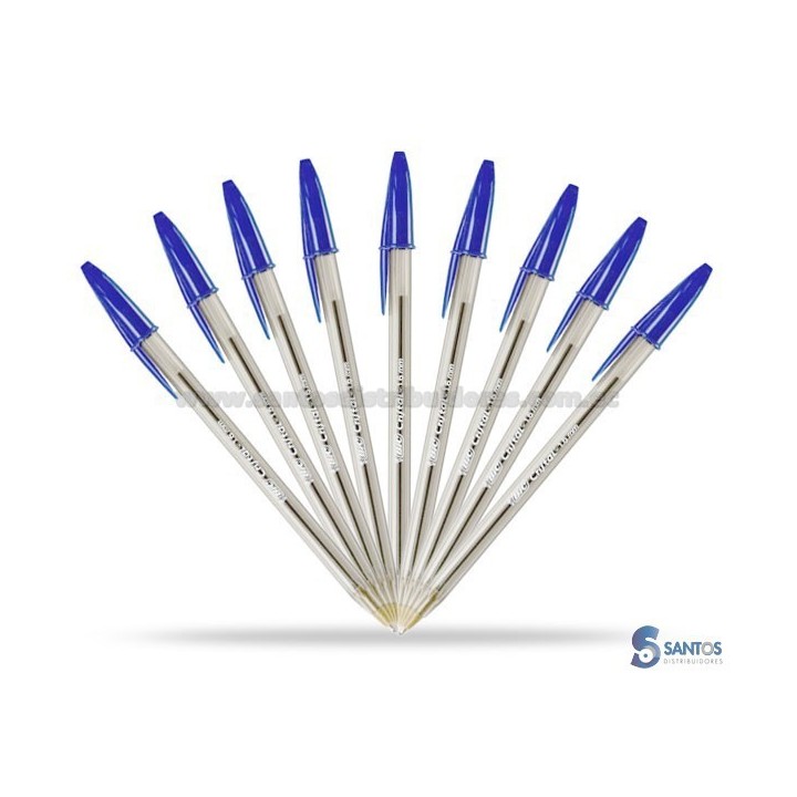 Esferográfico azul punta gruesa cristal
